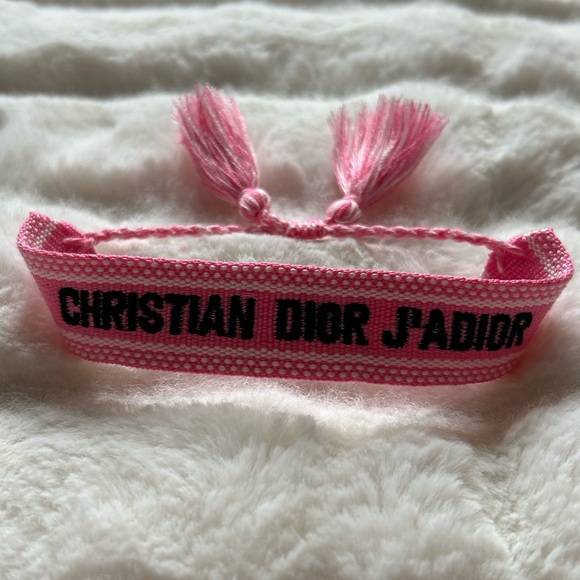 Christian Dior Woven Cotton J’Adior Friendship Adjustable Bracelet Pink OS - Picture 3 of 13